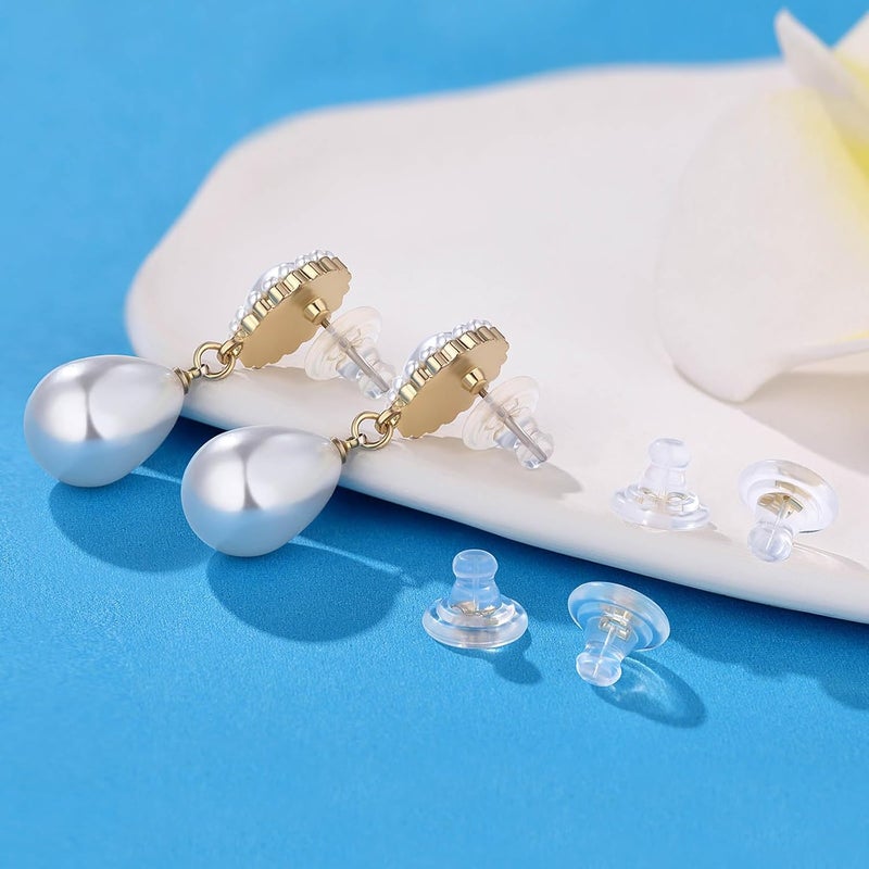 Moconar Silicone Earring Backs, 18K Gold Silicone Earring Backs Replacements for Studs/Droopy Heavy Earrings, Hypoallergenic Soft Clear Backings for Women Men (Gold 6pcs) - Image 2